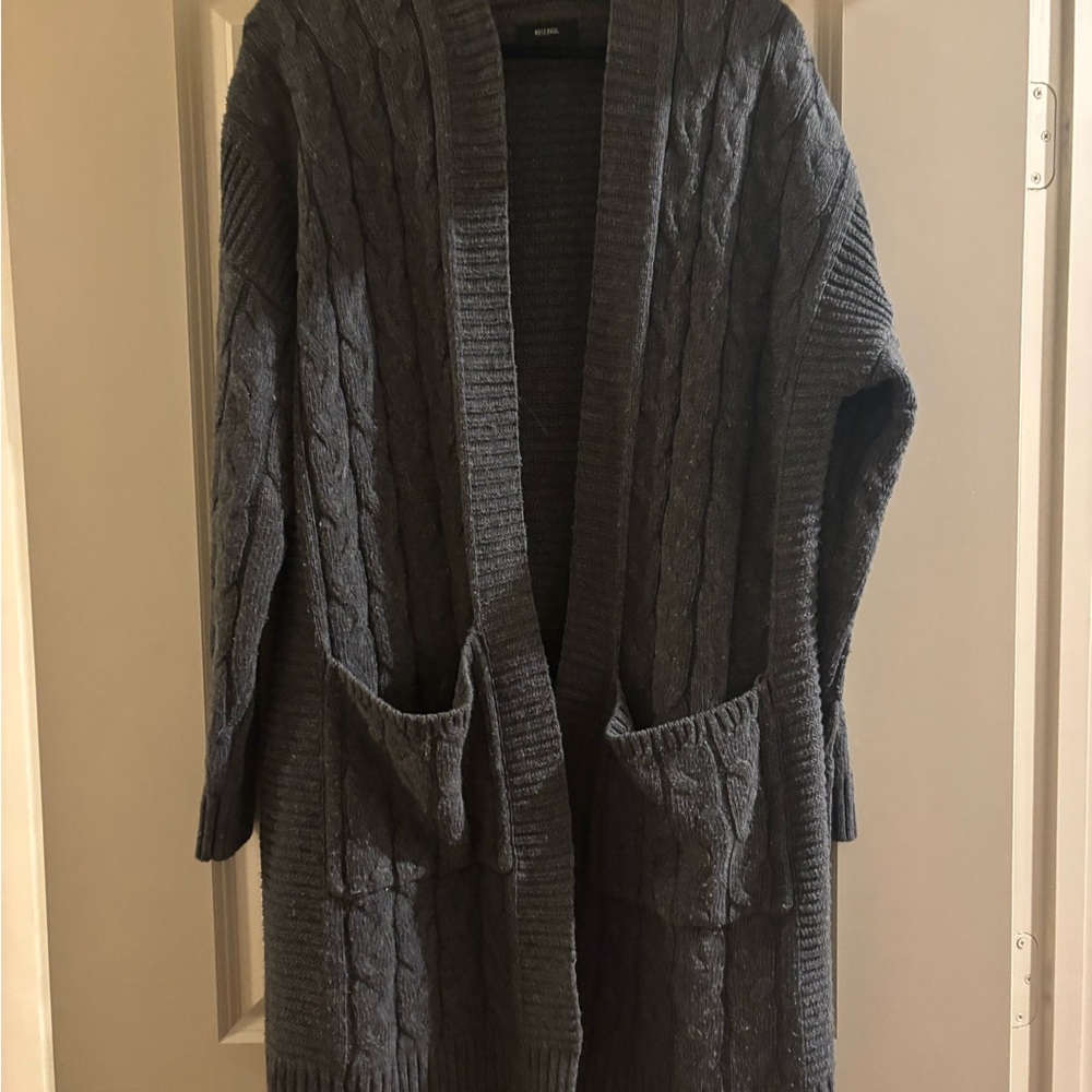 Cozy Gray Cable Knit Cardigan
